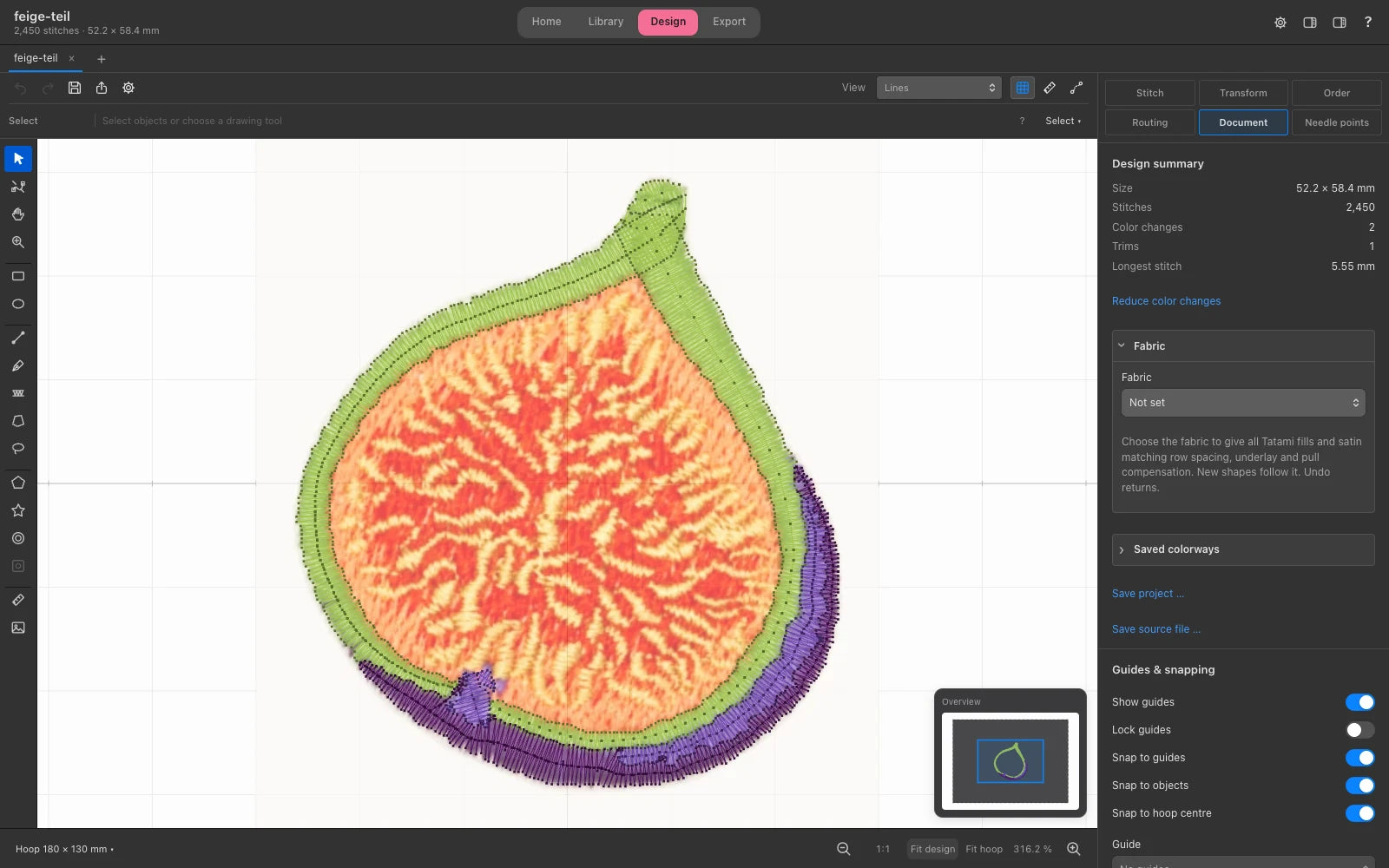 Nuime Designer: template image in the background with traced shapes on top